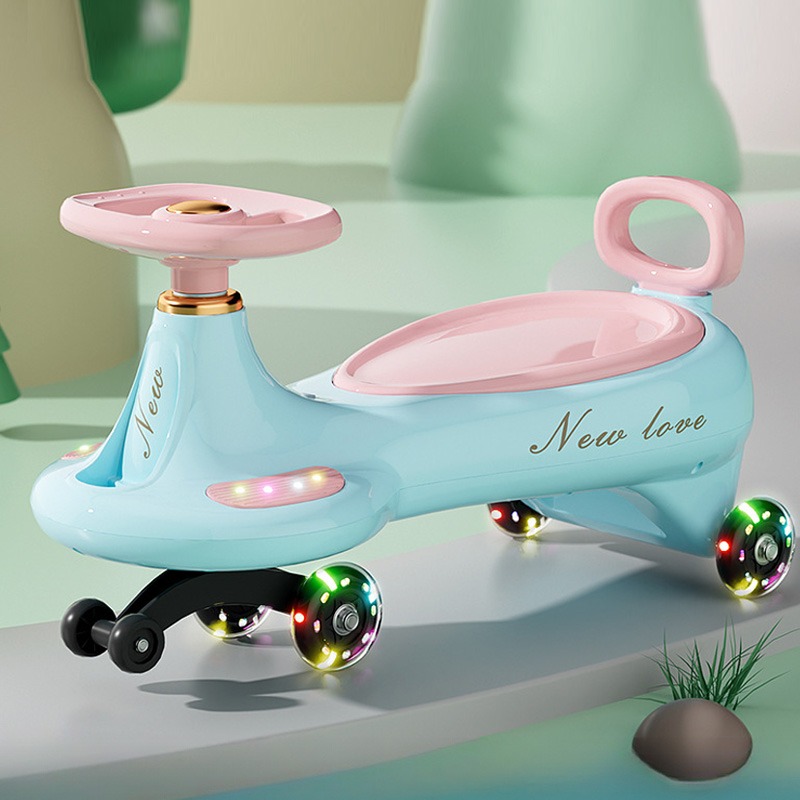 Kids Outdoor Water Slide - Cute Kids Swing Wiggle Car Anti-Tip