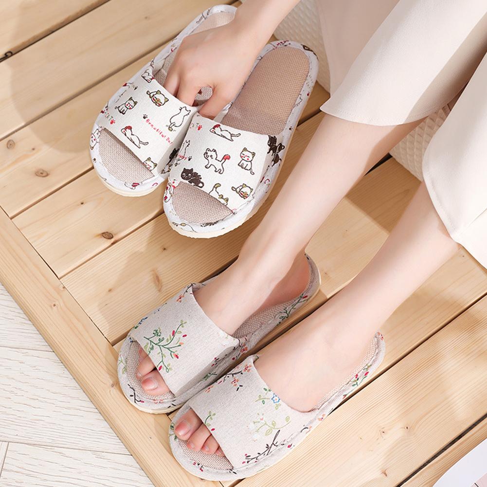 Kids Outdoor Obstacle Course - Women Flax Slippers Home Slippers Linen