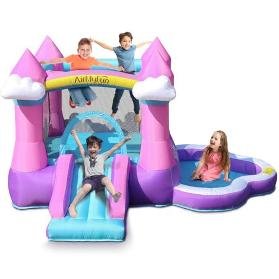 Kids Outdoor Water Slide - Pink inflatable bounce house for kids