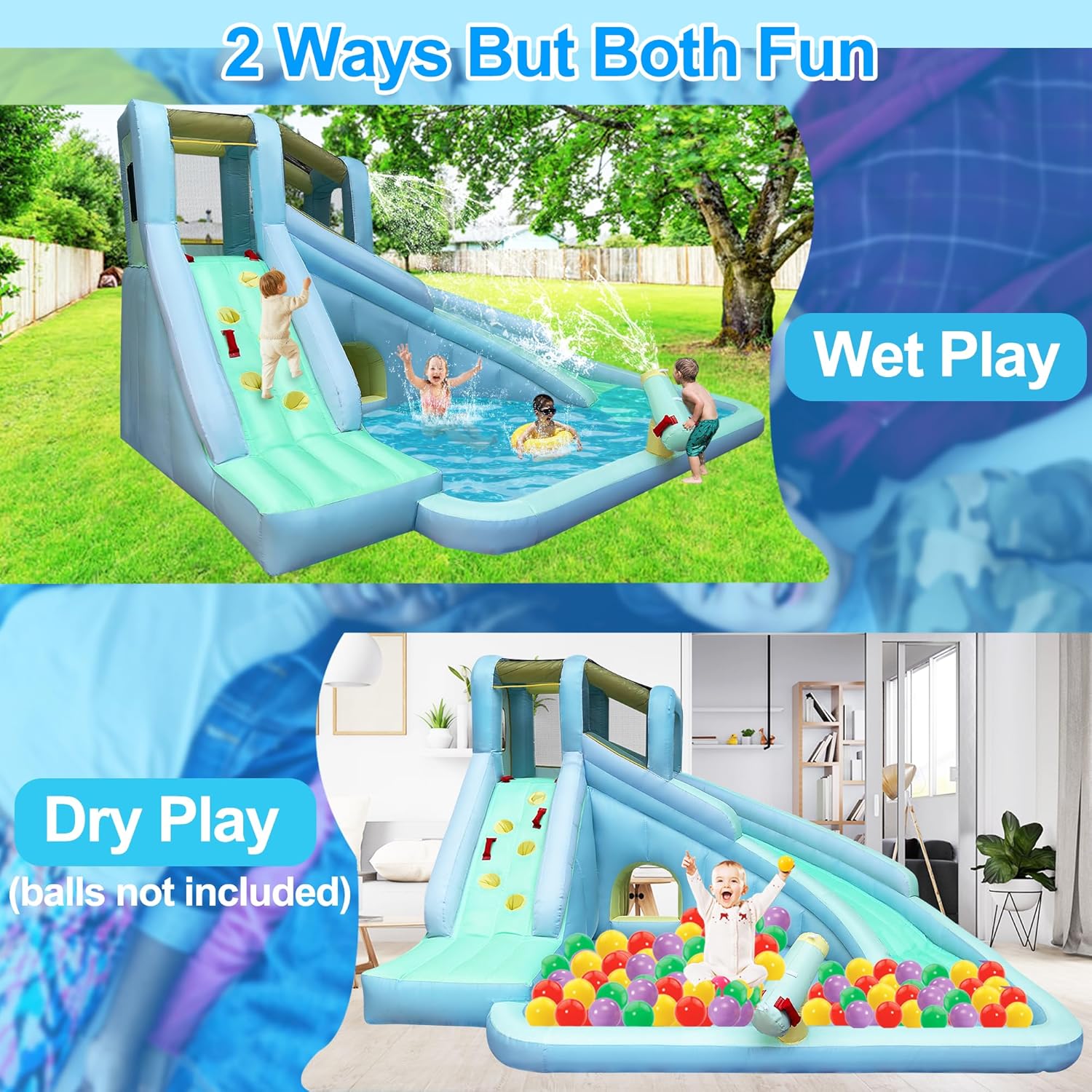 6-in-1 Inflatable Kids Bounce  - Kids Outdoor Water Slide recension och pris