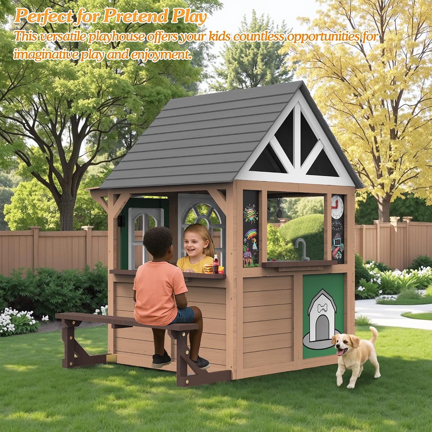 Seizeen Outdoor Play House for - Kids Outdoor Wooden Playhouse recension och pris