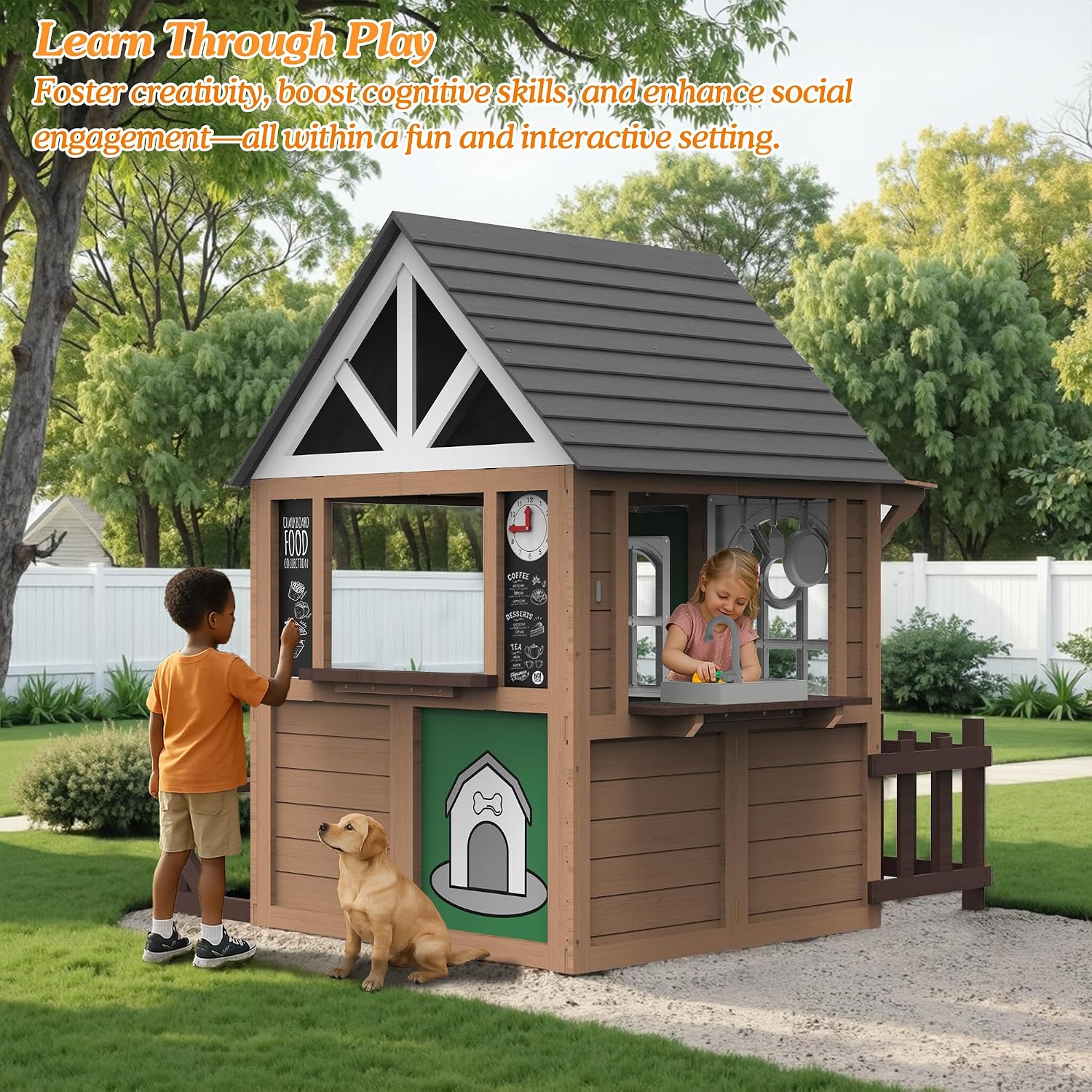 Seizeen Outdoor Play House for - Kids Outdoor Wooden Playhouse recension och pris