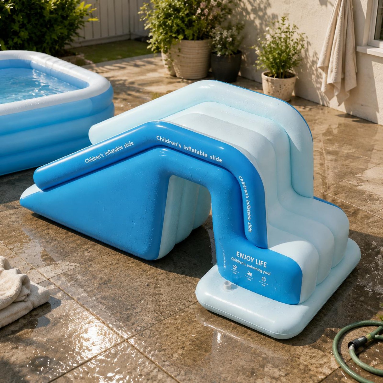 Inflatable Pool Slide Foldable - Kids Outdoor Water Slide recension och pris