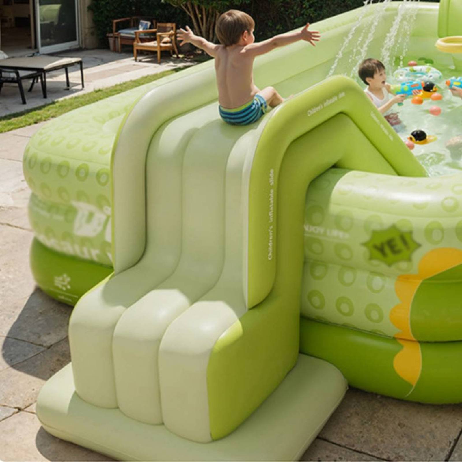Inflatable Pool Slide Foldable - Kids Outdoor Water Slide recension och pris