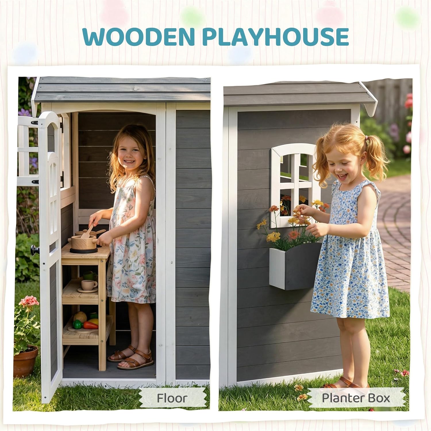 #Wooden Outdoor Playhouse with - Kids Outdoor Wooden Playhouse recension och pris