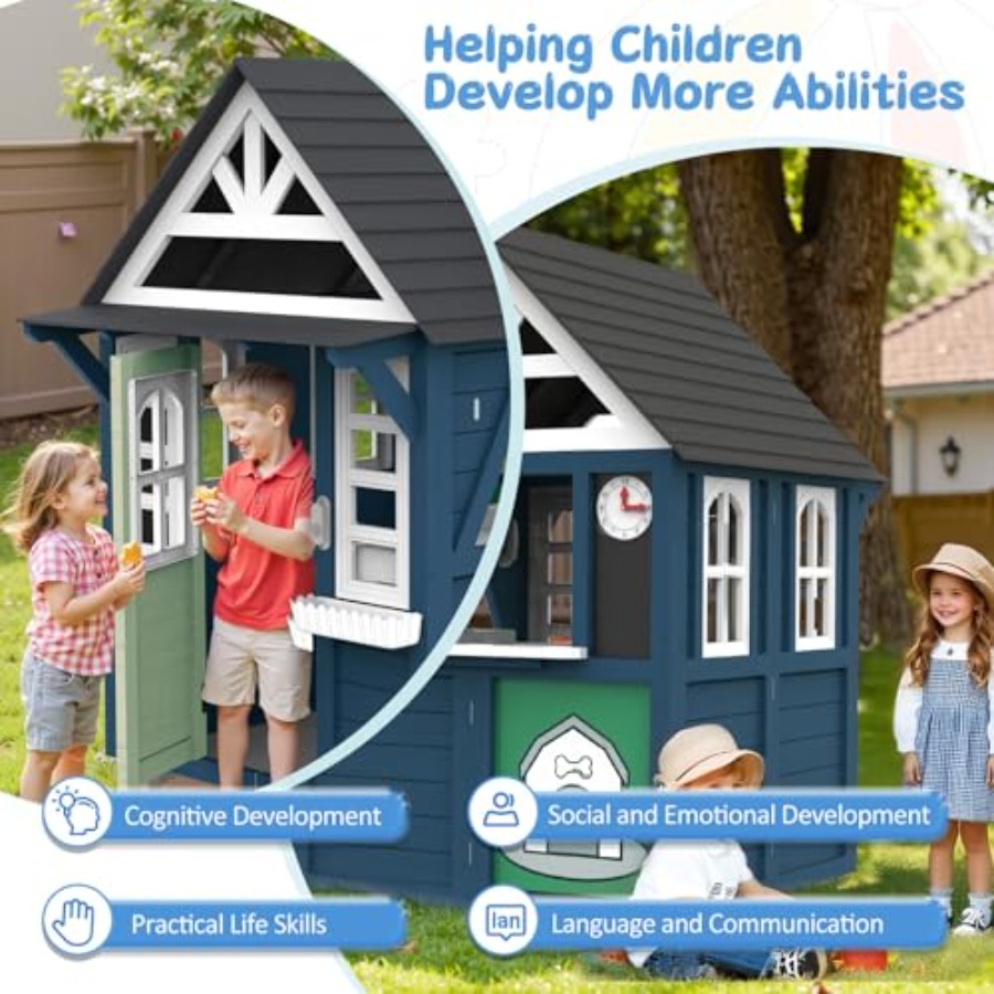 Outdoor kids playhouse: wooden - Kids Outdoor Wooden Playhouse recension och pris