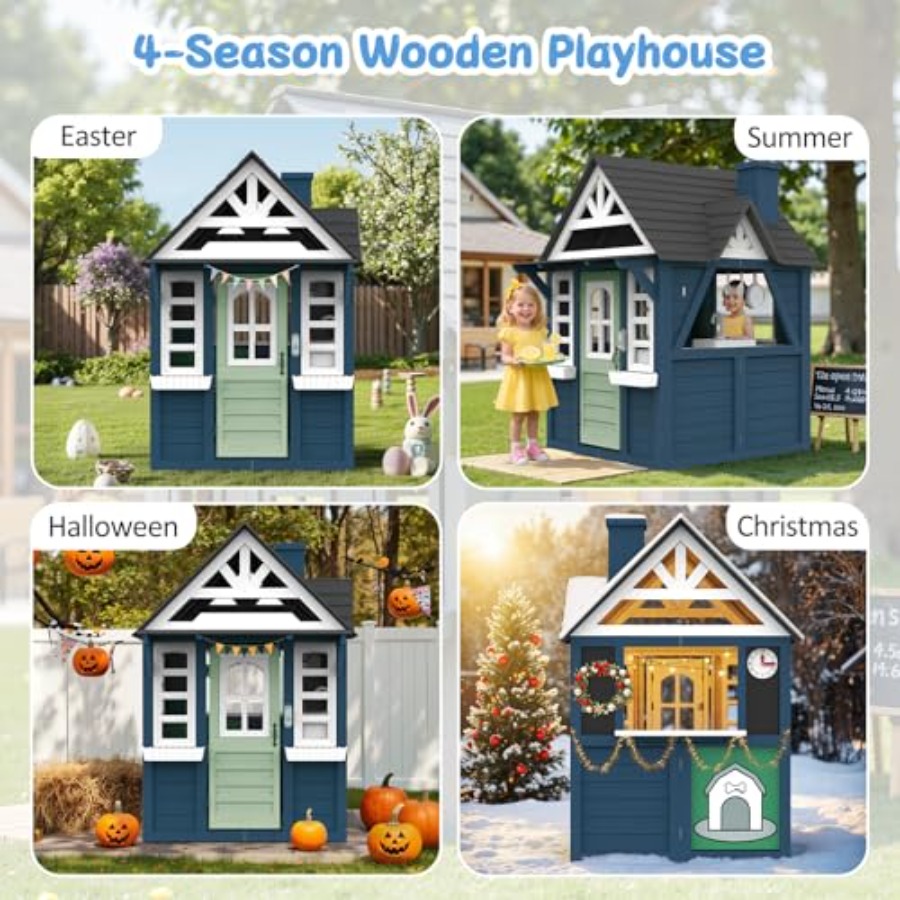 Outdoor kids playhouse: wooden - Kids Outdoor Wooden Playhouse recension och pris