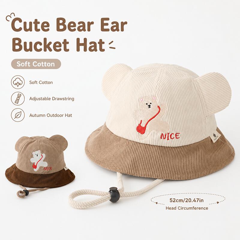 Kids Bear Ear Bucket Hat Soft  - Kids Outdoor Hat recension och pris