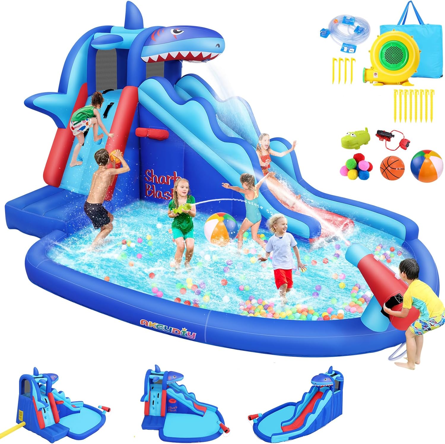 Shark-Themed Inflatable Water  - Kids Outdoor Water Slide recension och pris