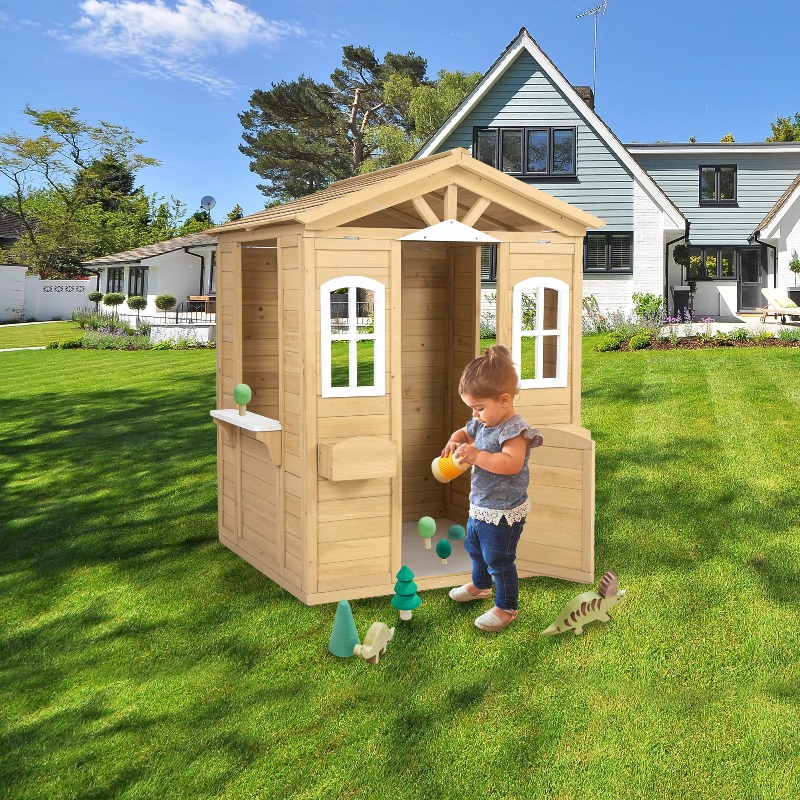 Modern Classic Solid Wood Play - Kids Outdoor Wooden Playhouse recension och pris