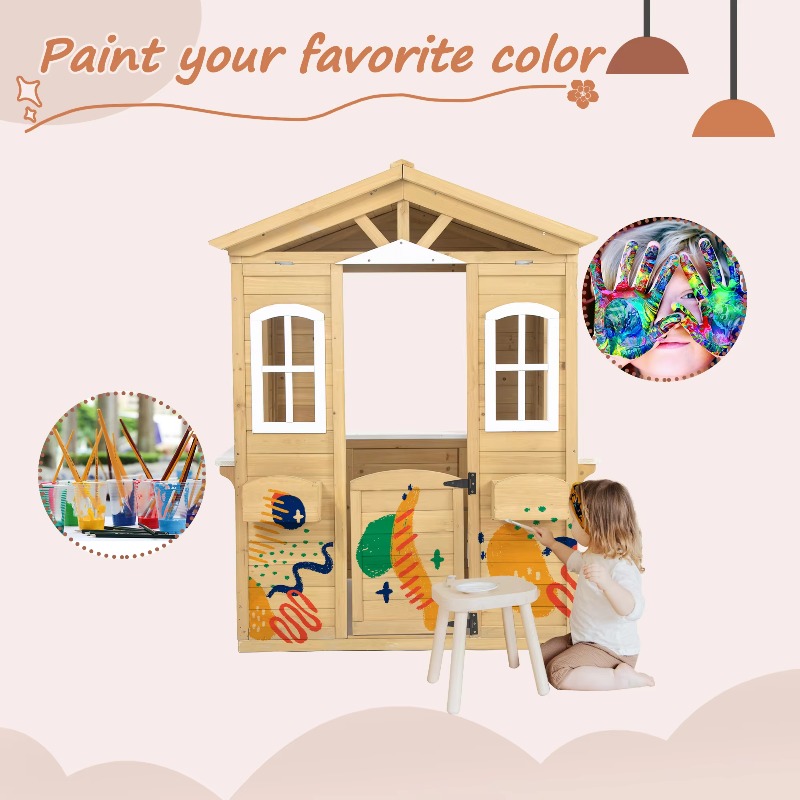 Modern Classic Solid Wood Play - Kids Outdoor Wooden Playhouse recension och pris