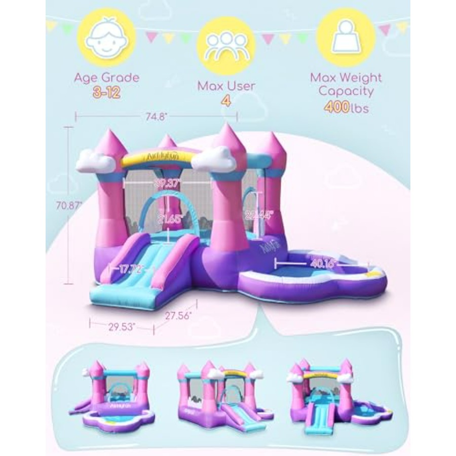 Pink inflatable bounce house f - Kids Outdoor Water Slide recension och pris