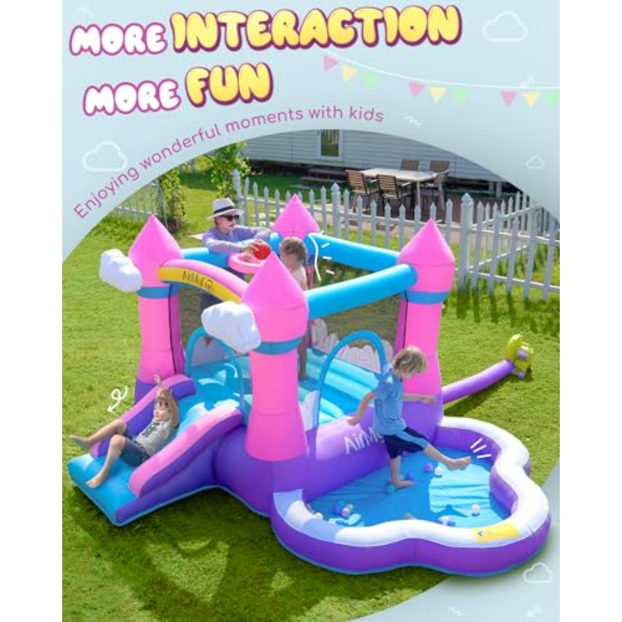 Pink inflatable bounce house f - Kids Outdoor Water Slide recension och pris