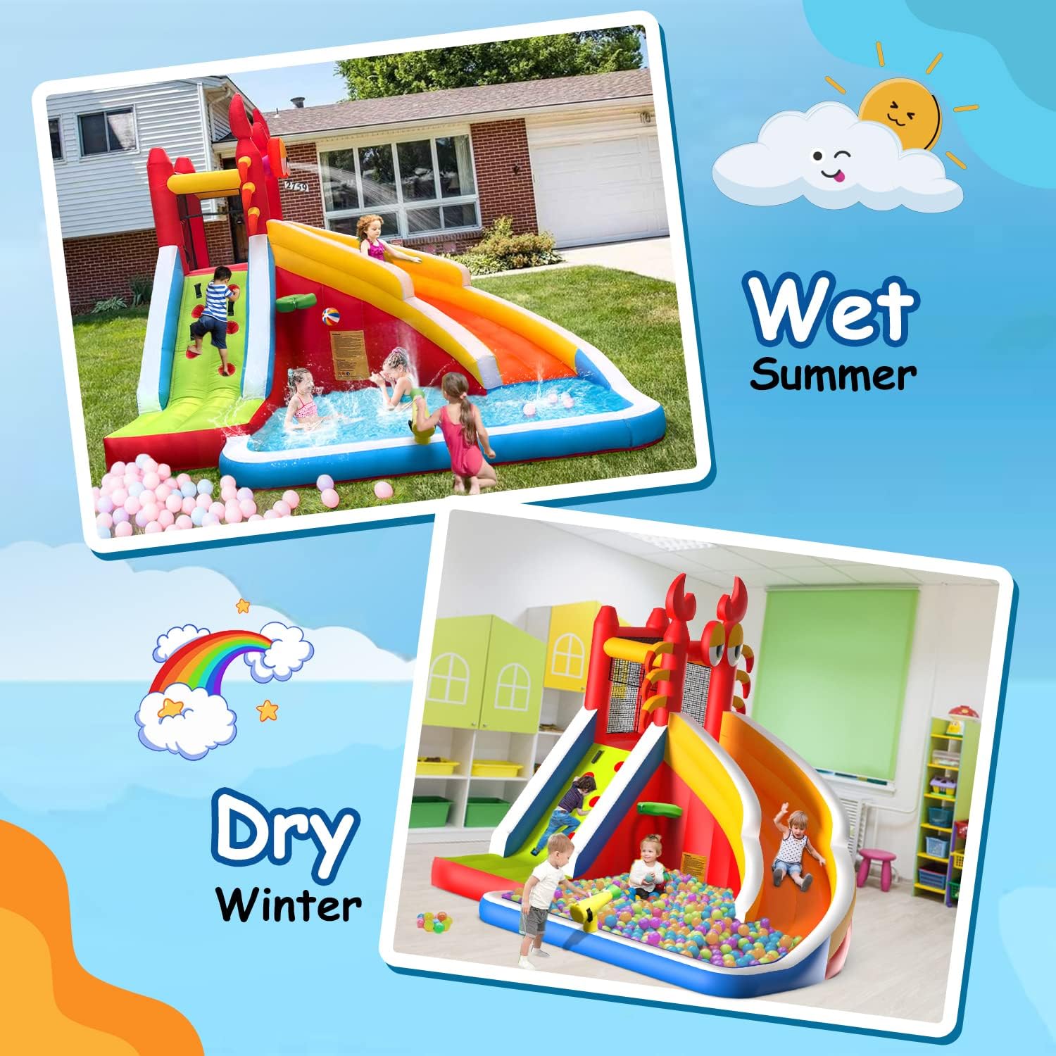 Large Inflatable Bounce House  - Kids Outdoor Water Slide recension och pris
