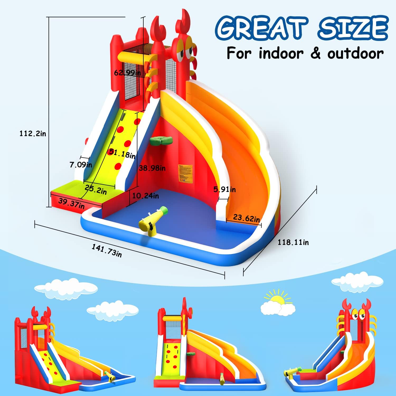 Large Inflatable Bounce House  - Kids Outdoor Water Slide recension och pris