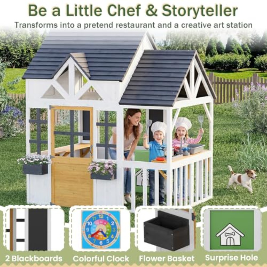 Outdoor Wooden Play House For  - Kids Outdoor Wooden Playhouse recension och pris