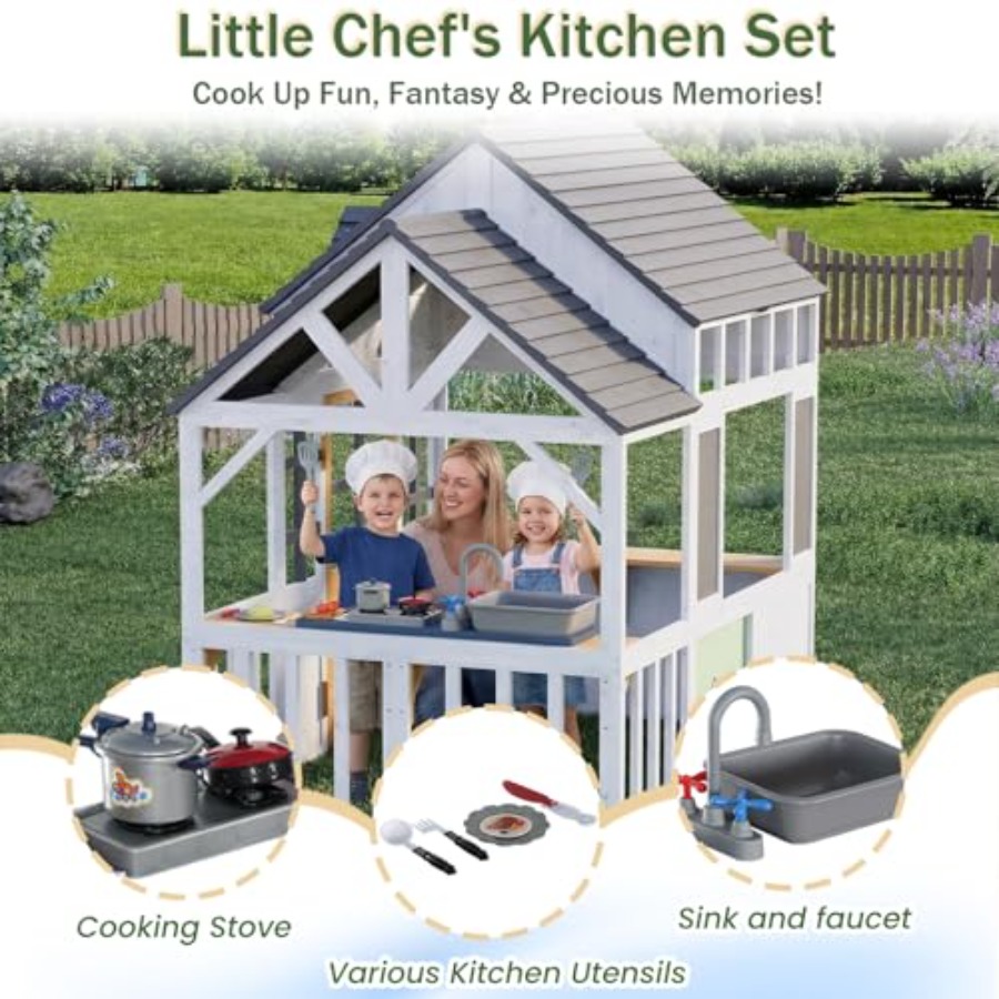 Outdoor Wooden Play House For  - Kids Outdoor Wooden Playhouse recension och pris