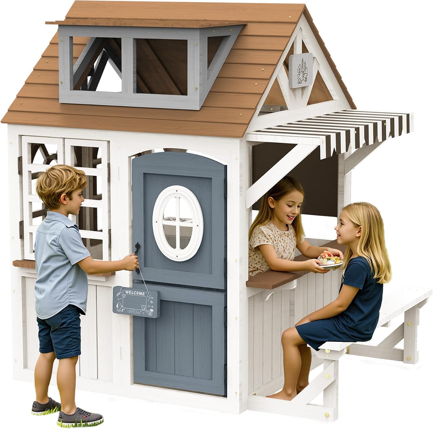 Albott Kids Outdoor Wooden Pla - Kids Outdoor Wooden Playhouse recension och pris