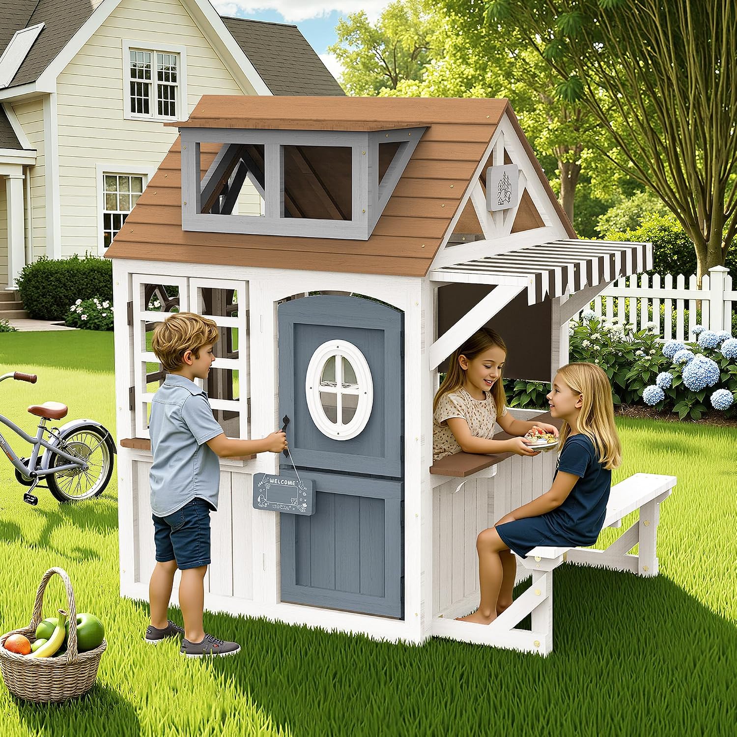 Albott Kids Outdoor Wooden Pla - Kids Outdoor Wooden Playhouse recension och pris