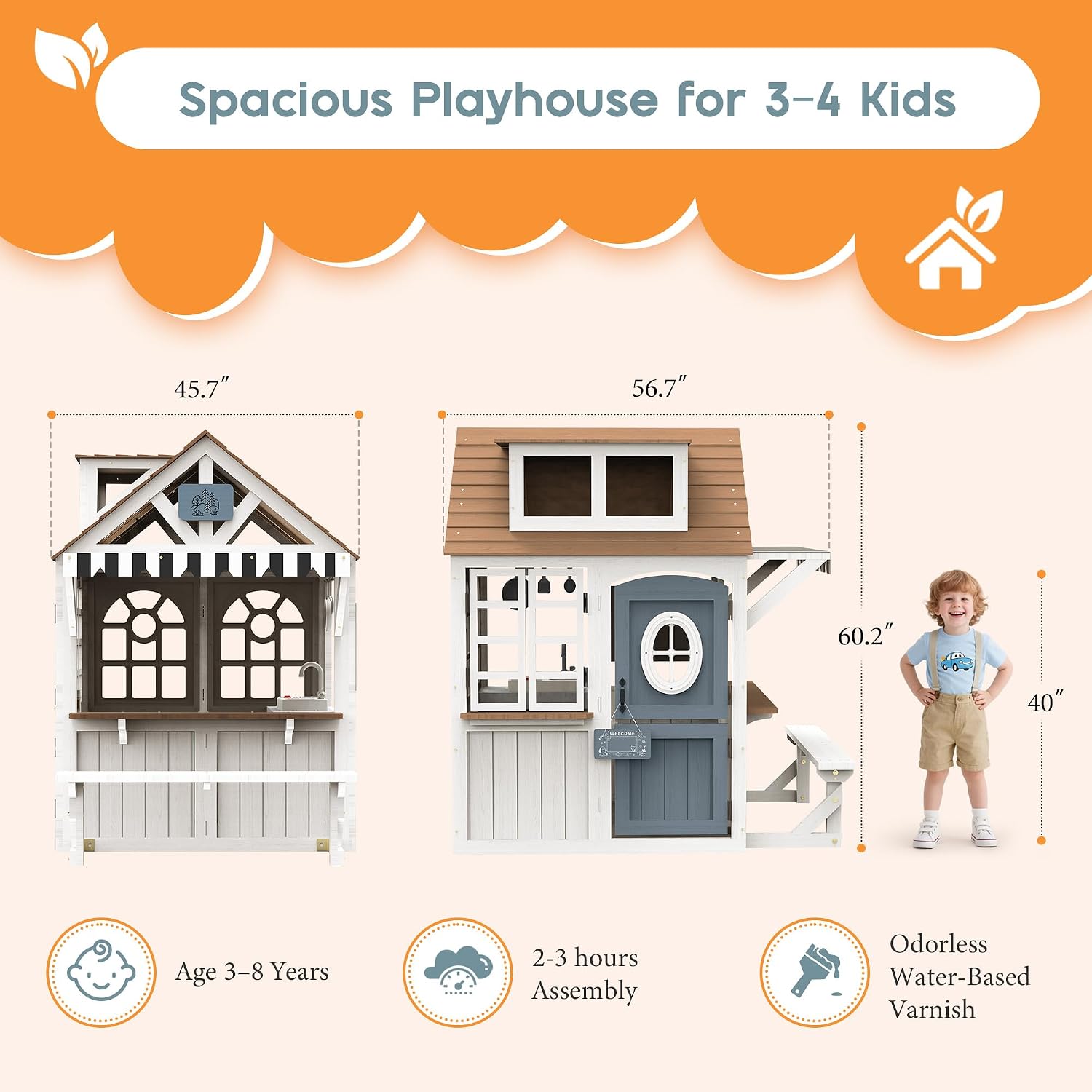 Albott Kids Outdoor Wooden Pla - Kids Outdoor Wooden Playhouse recension och pris
