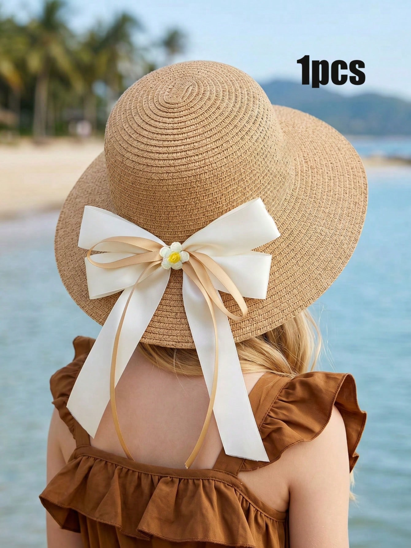 1Pc 3-8Y Girls Coffee Bow Stra - Kids Outdoor Hat recension och pris