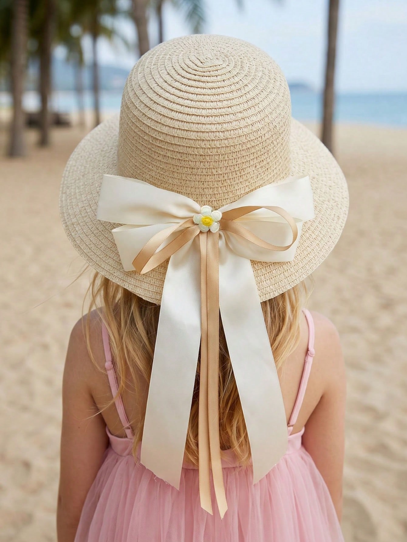 1Pc 3-8Y Girls Coffee Bow Stra - Kids Outdoor Hat recension och pris
